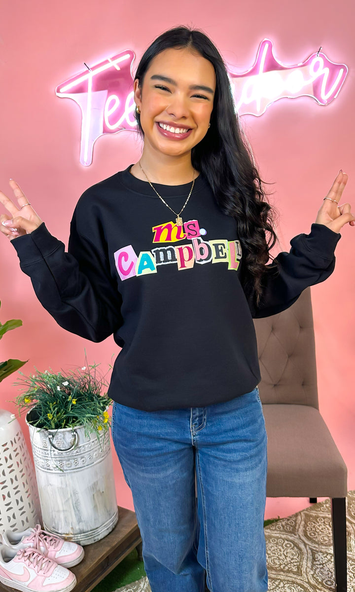 Custom Teacher Newspaper Note Graphic Sweatshirt