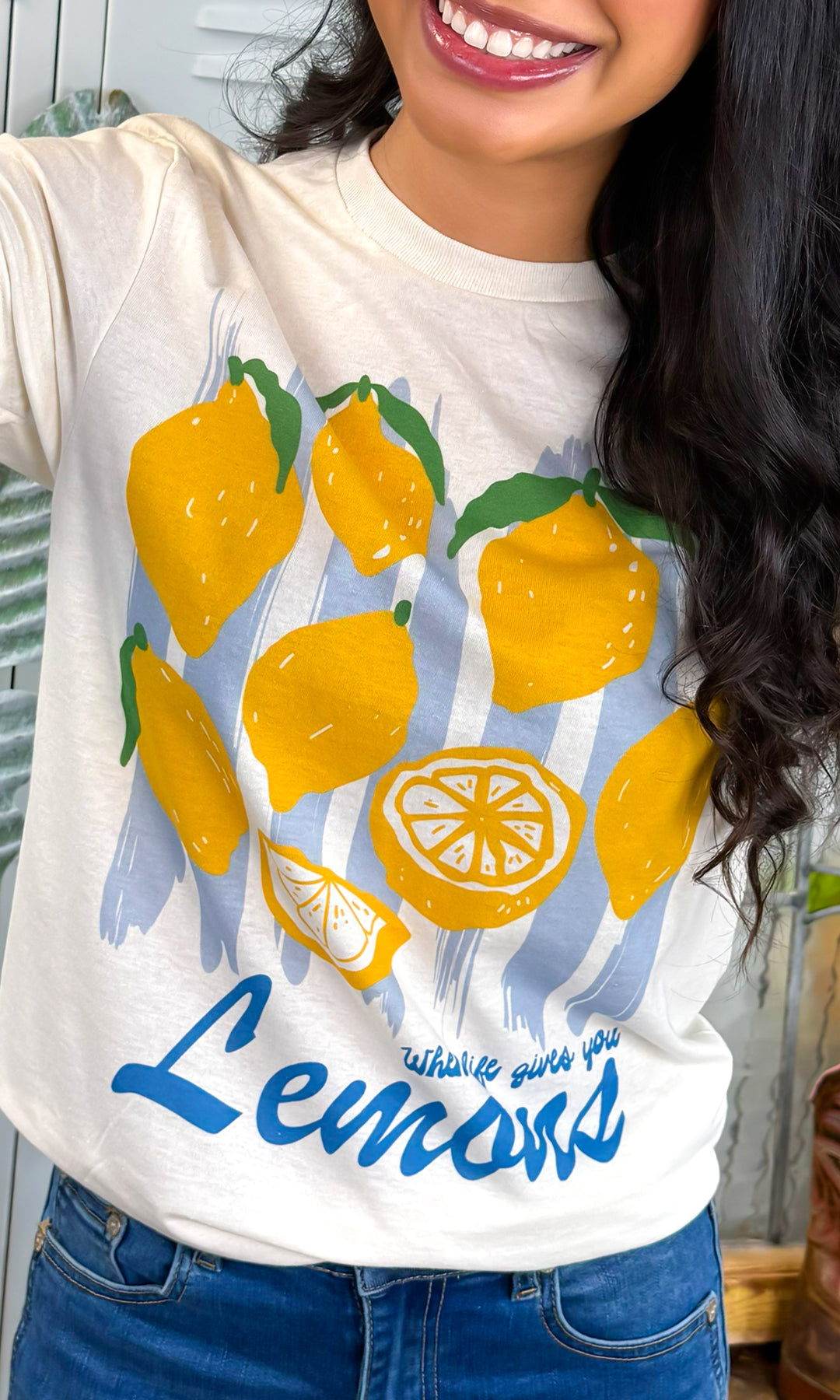 Cutesy Lemon Stripes Graphic T-Shirt