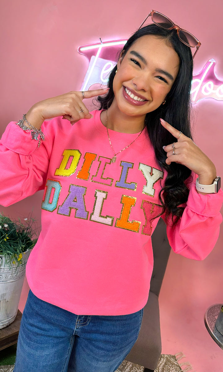 Dilly Dally Ideal Chenille Graphic Sweatshirt