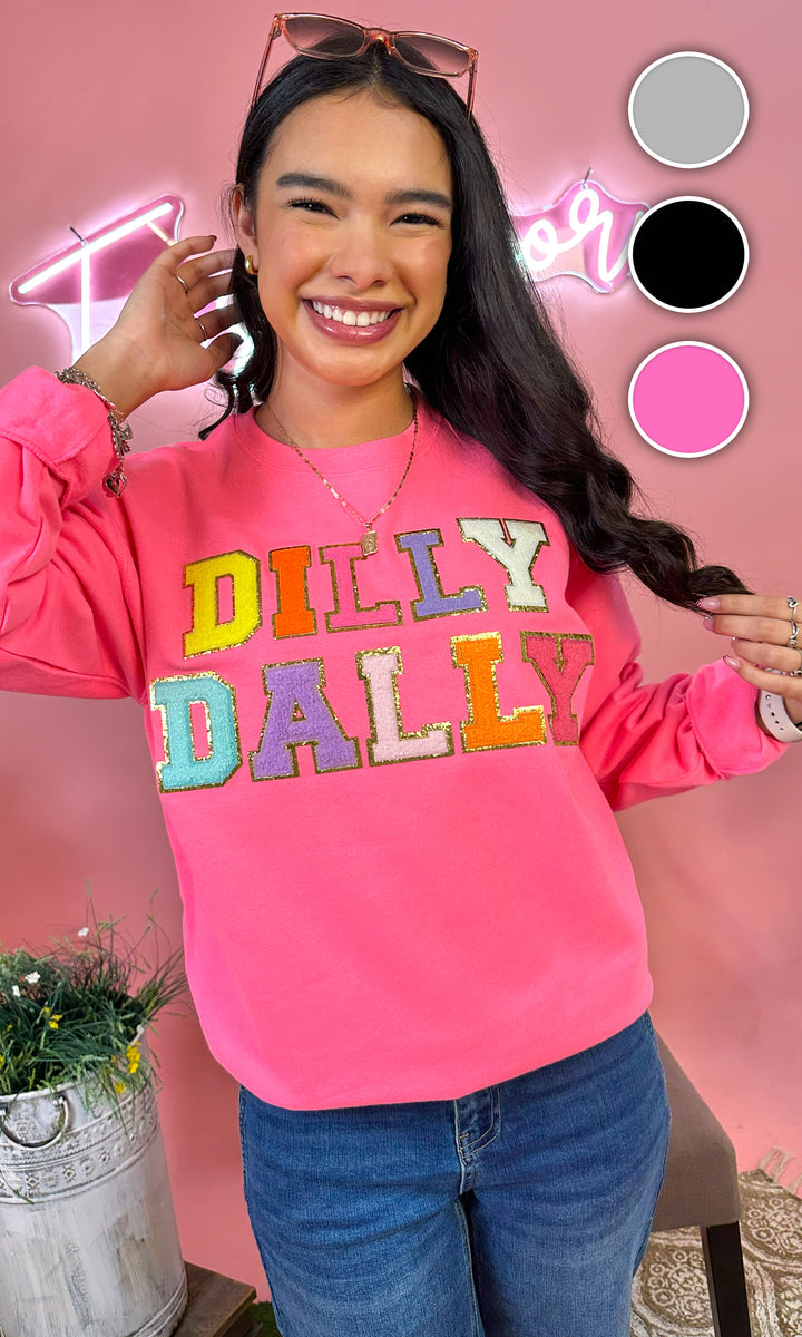Dilly Dally Ideal Chenille Graphic Sweatshirt