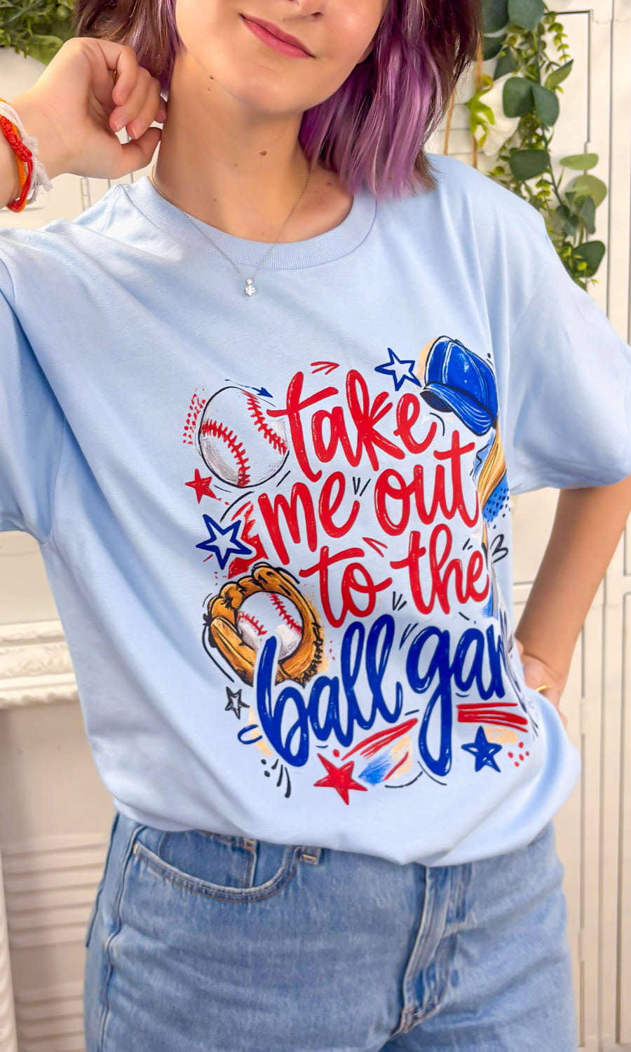 Doodle Take Me Out to the Ball Game Graphic T-Shirt