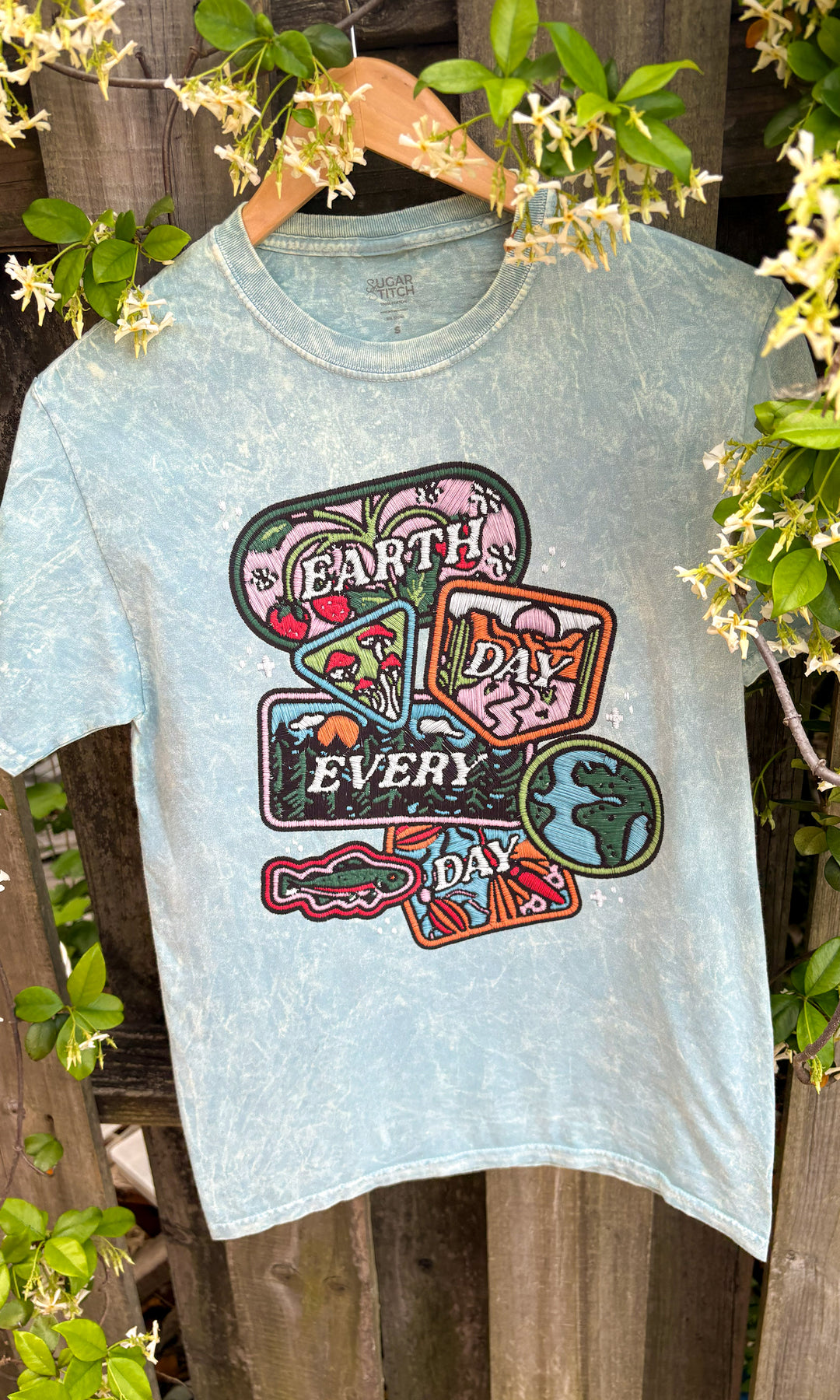 Earth Day patches Mineral Washed Graphic Shirt
