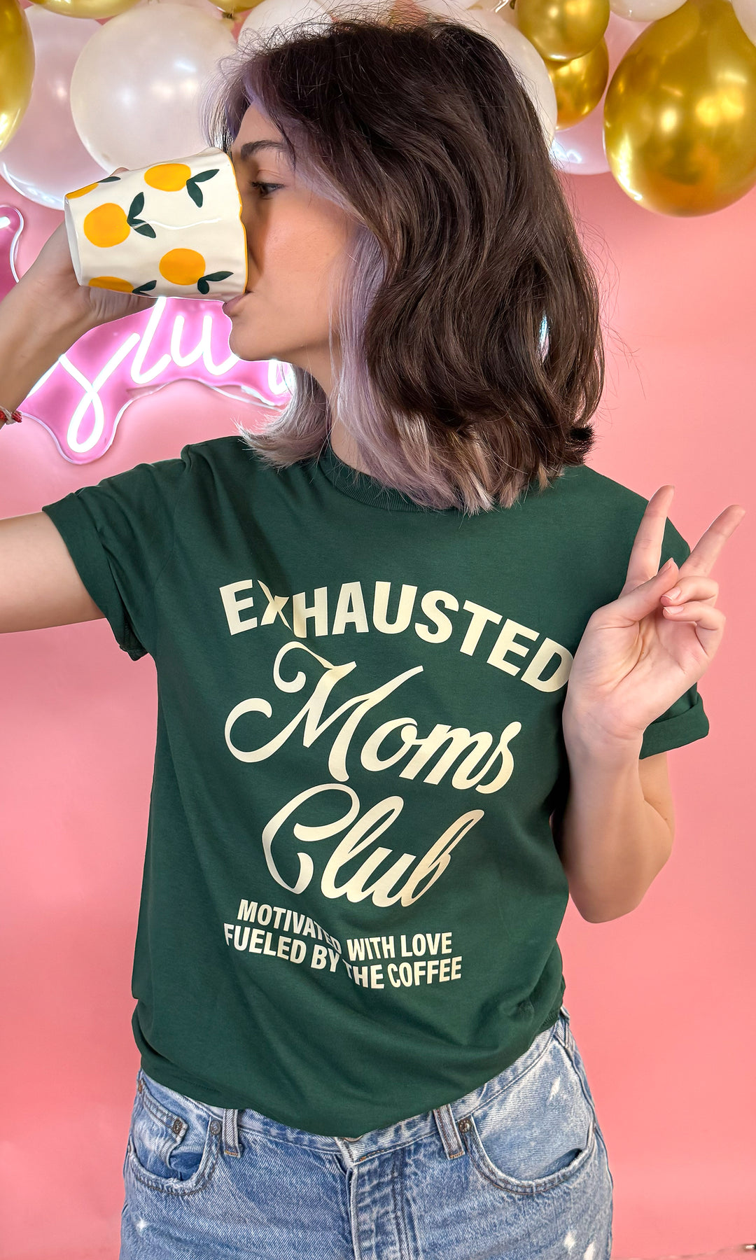 Exhausted Moms Club Graphic T-Shirt