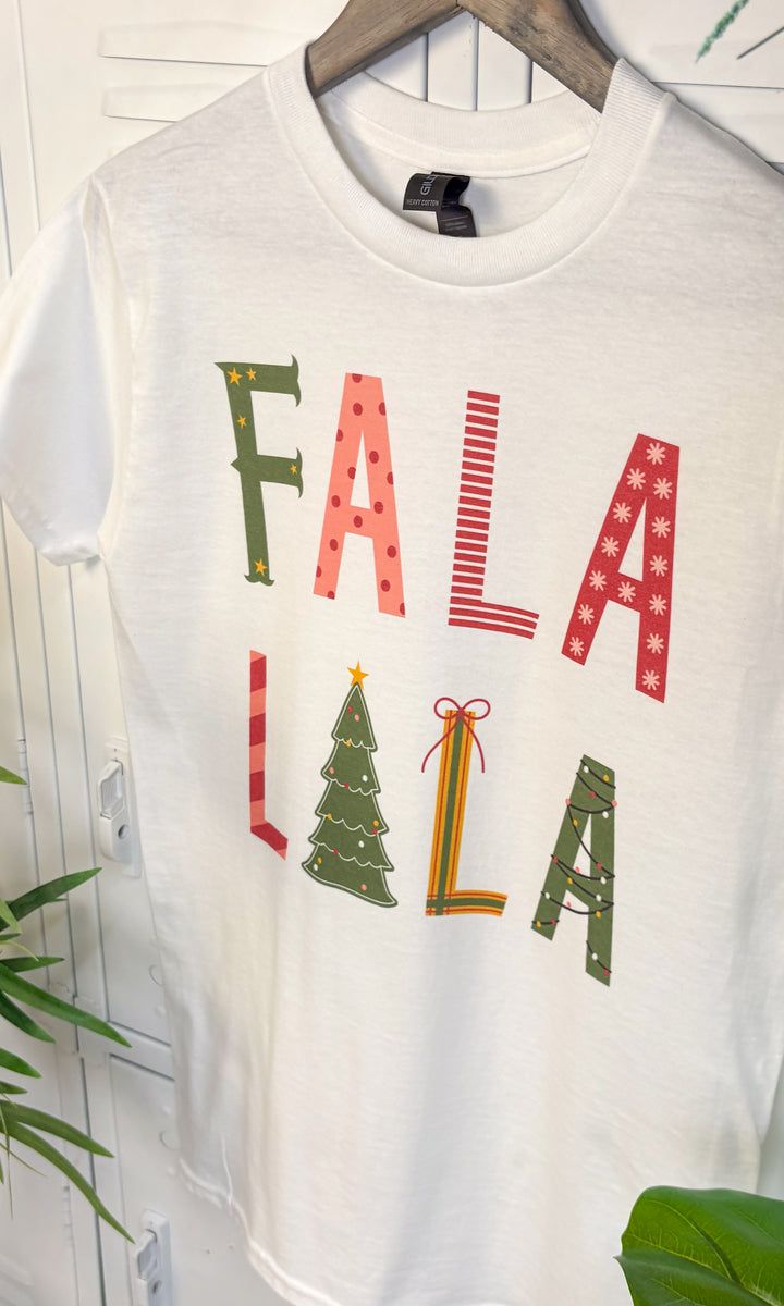 Fa la la la Christmas Pattern Graphic T-Shirt