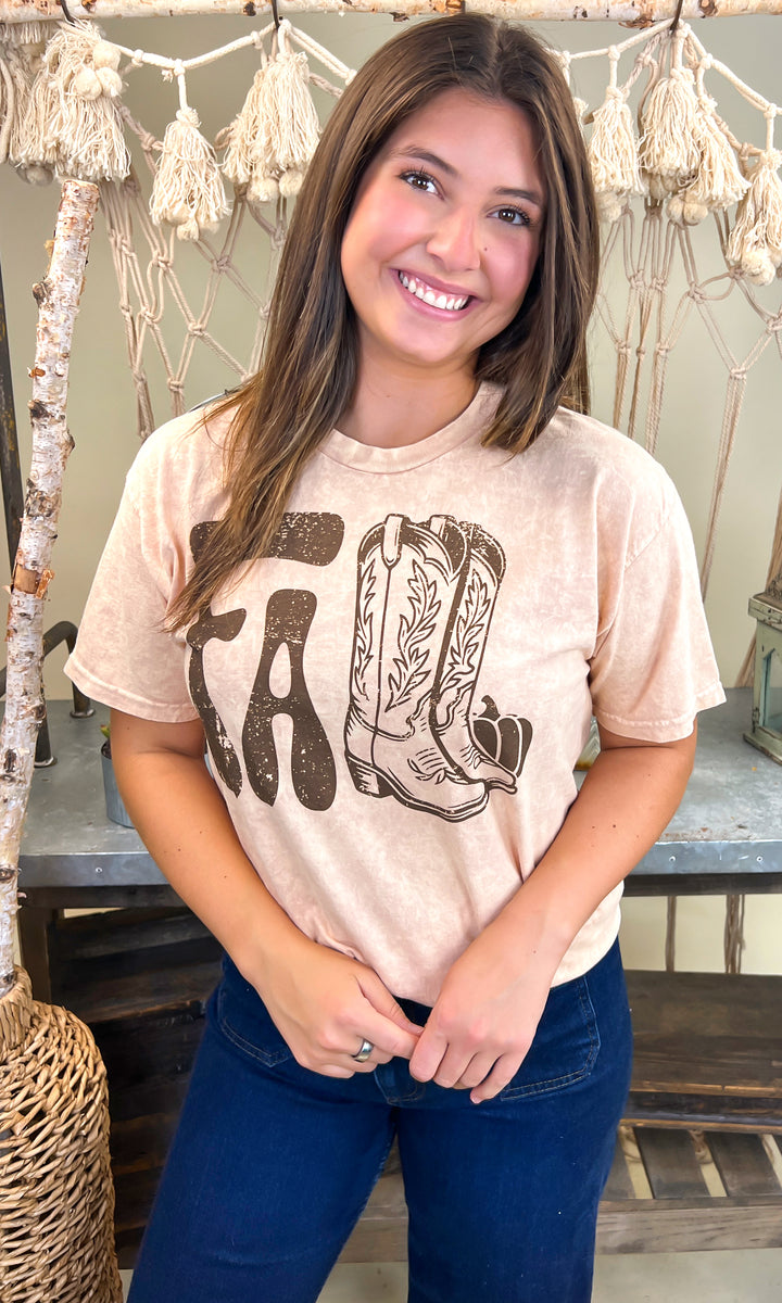 Fall Cowboy Boots Mineral Washed Graphic Shirt
