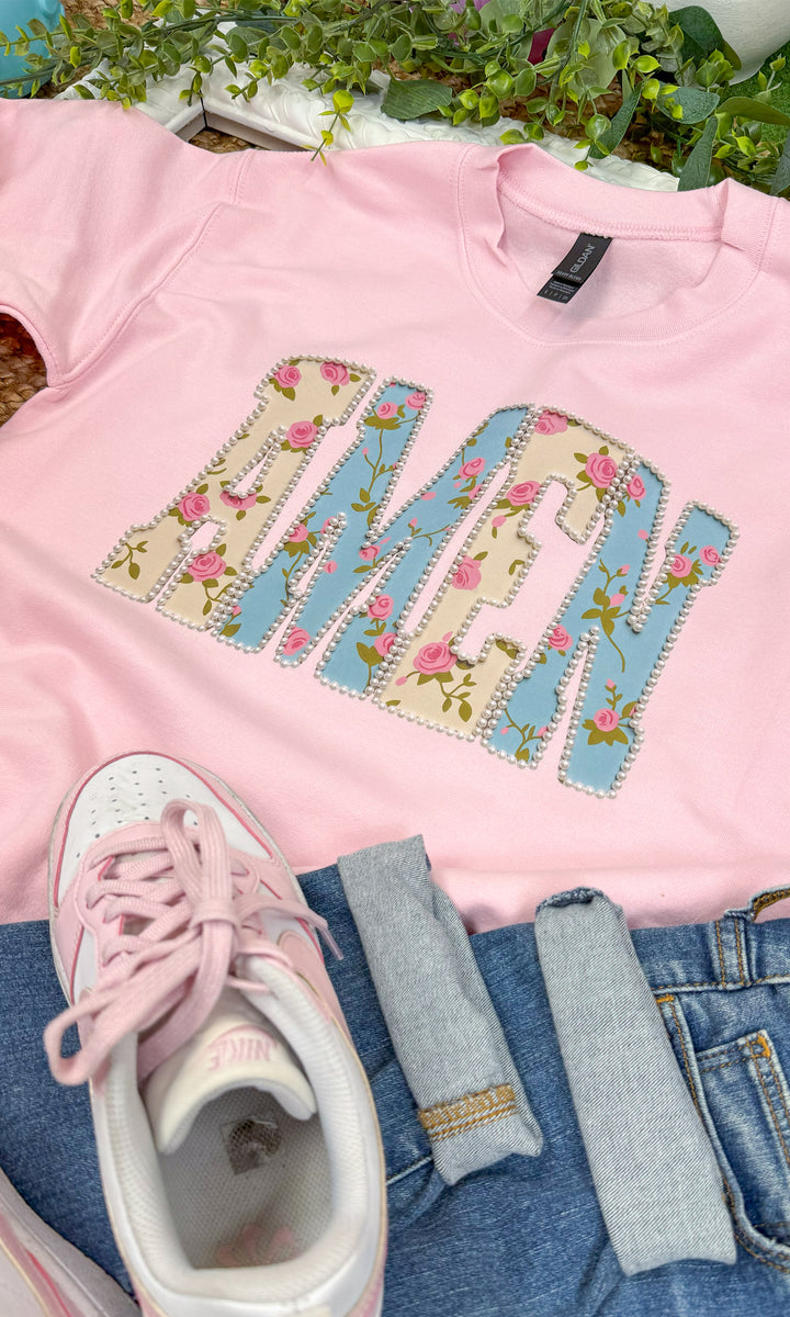 Fancy Pearl Amen Easter Graphic Sweatshirt