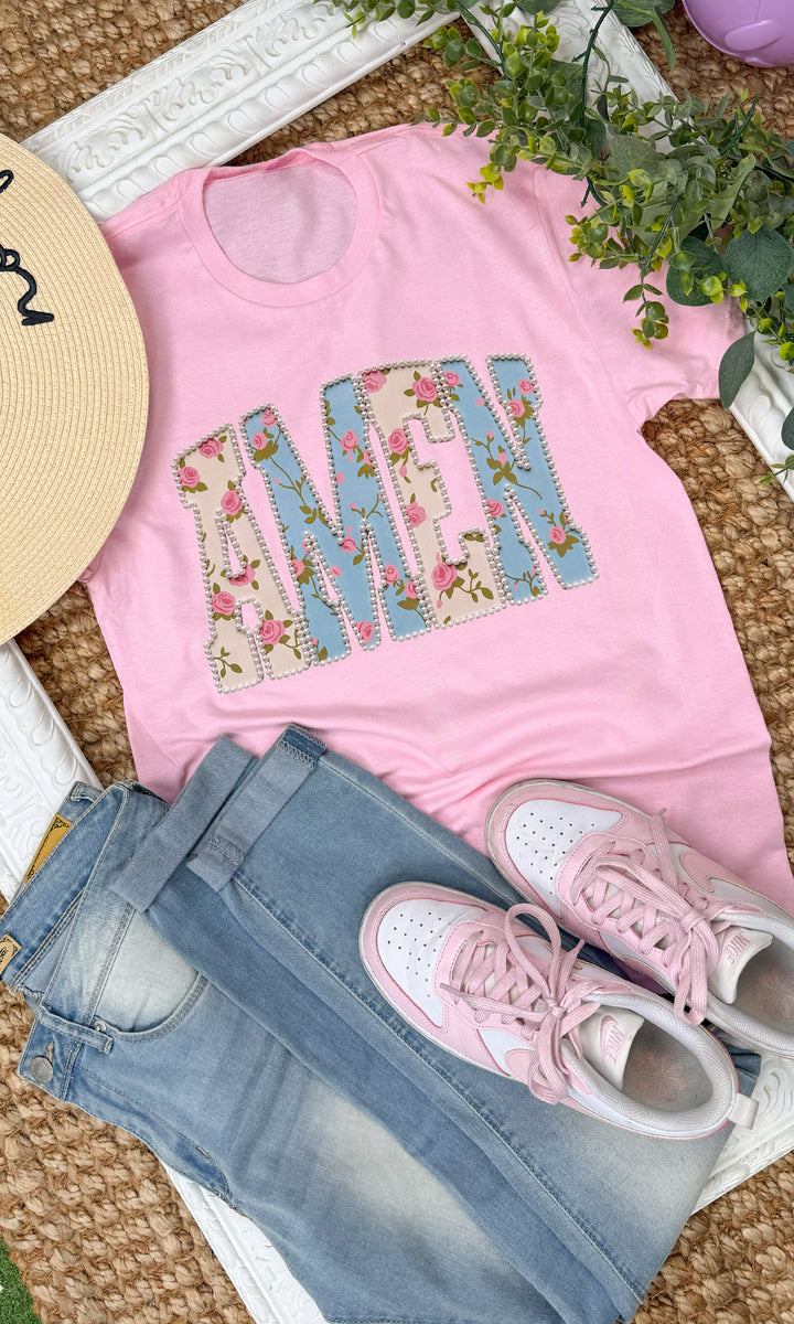 Fancy Pearl Amen Easter Graphic T-Shirt
