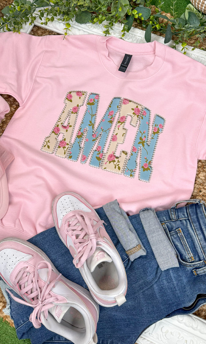 Fancy Pearl Amen Easter Graphic Sweatshirt