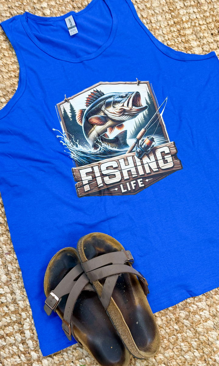 Fishing Life Graphic Tank-Top