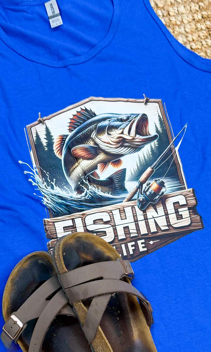 Fishing Life Graphic Tank-Top
