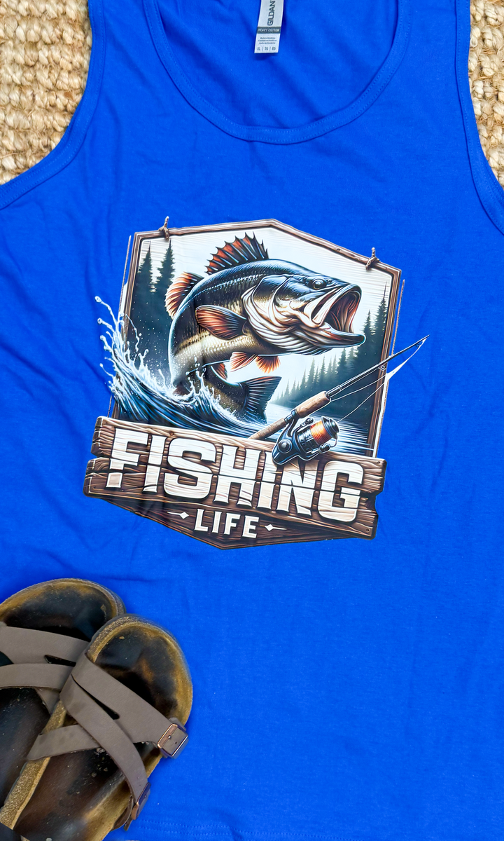 Fishing Life Graphic Tank-Top