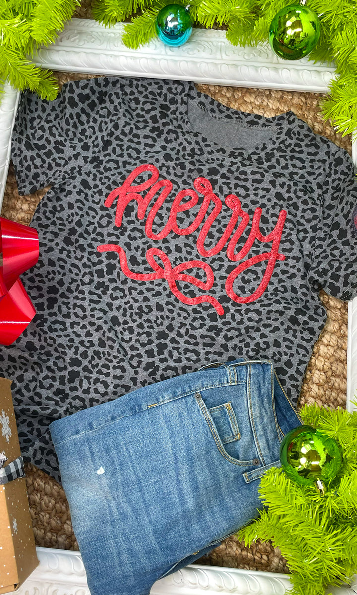 Frilly Merry Bow Puff Christmas Graphic Shirt