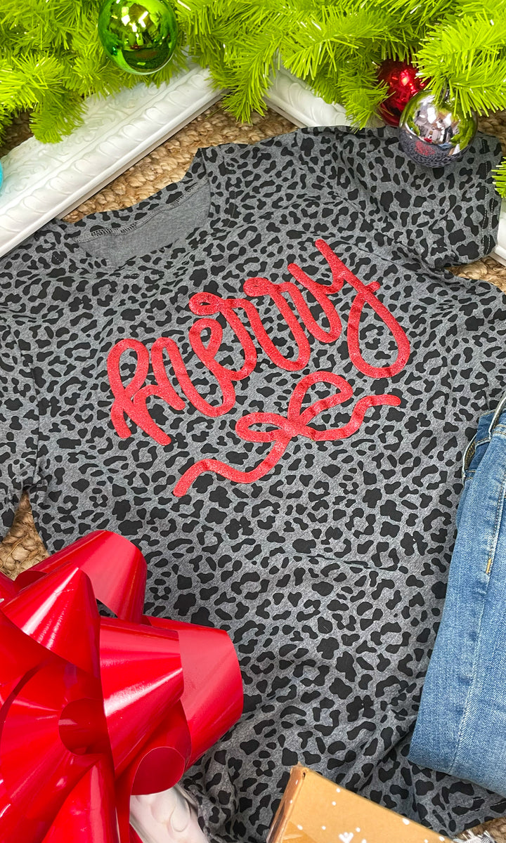 Frilly Merry Bow Puff Christmas Graphic Shirt