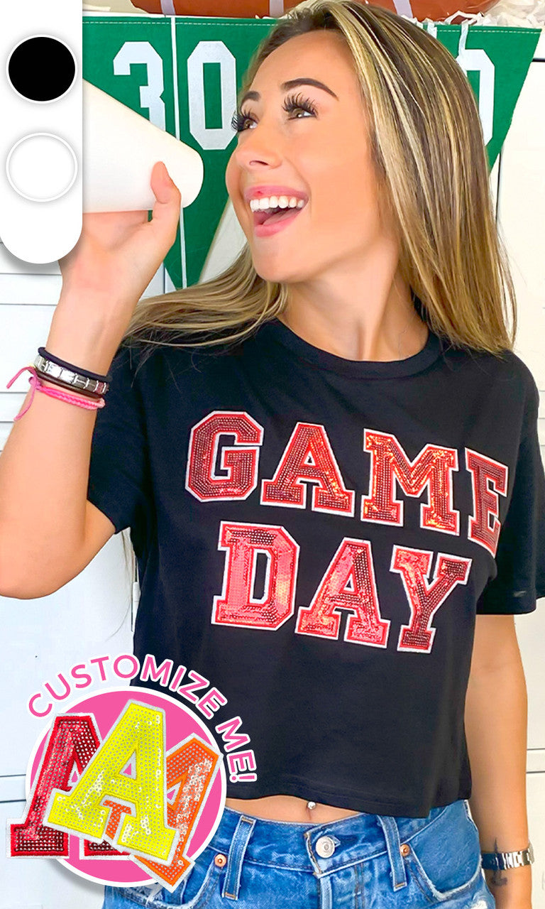 Game Day Sequin Graphic Crop Top Shirt – Tees2urdoor