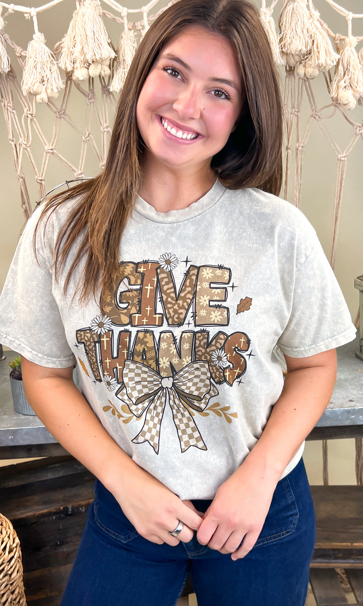 Give Thanks Fall Mineral Washed Graphic Shirt