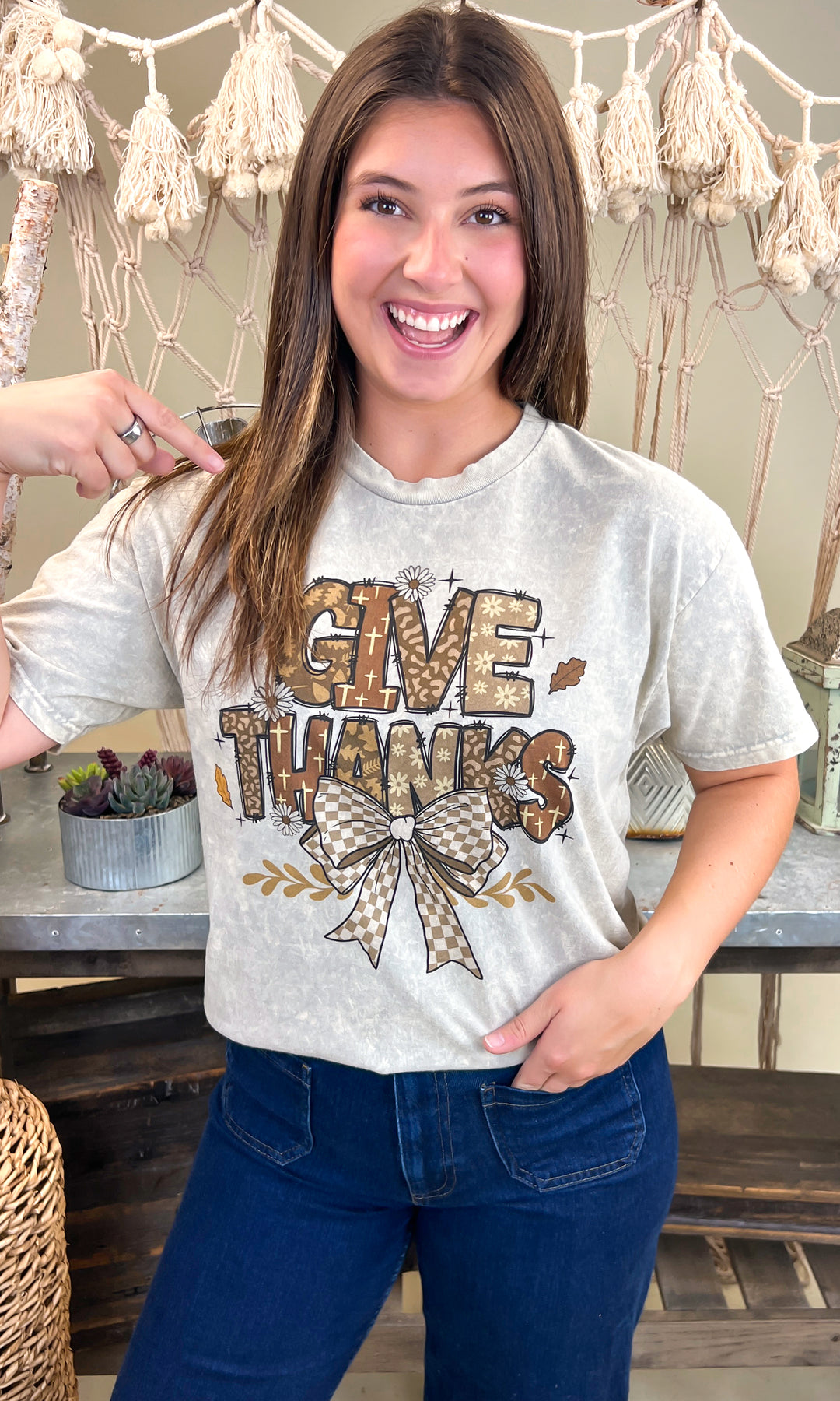 Give Thanks Fall Mineral Washed Graphic Shirt
