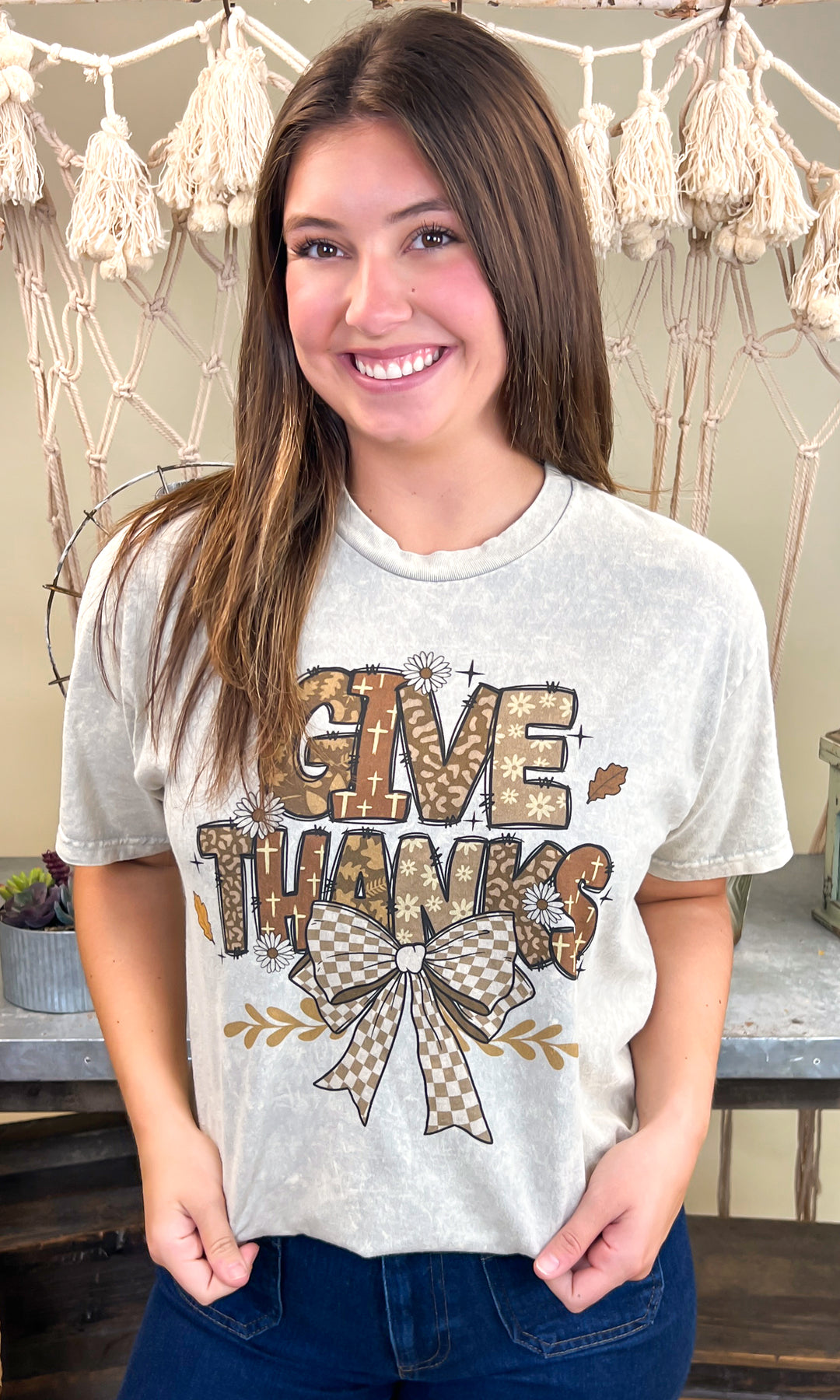 Give Thanks Fall Mineral Washed Graphic Shirt