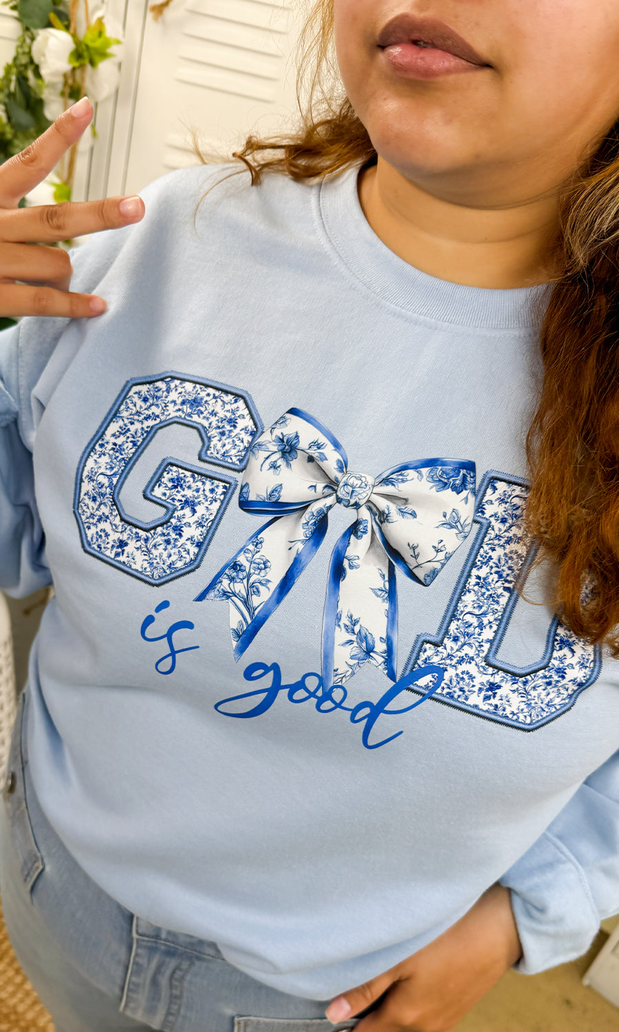 God is Good Bows Graphic Sweatshirt