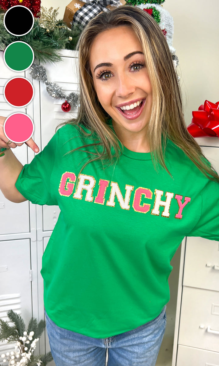 Grinchy Ideal Chenille Christmas  Graphic T-Shirt