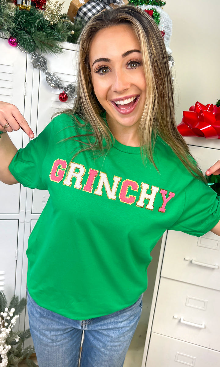Grinchy Ideal Chenille Christmas  Graphic T-Shirt