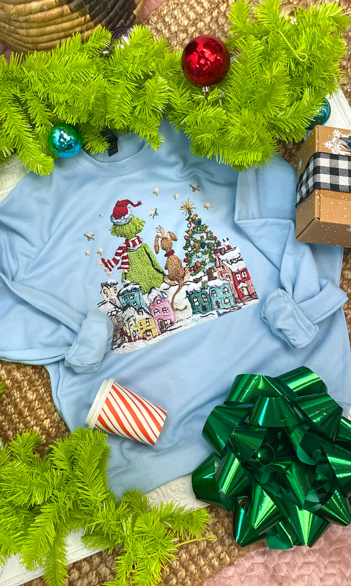 Grouchy Christmas Yarn Graphic Sweatshirt