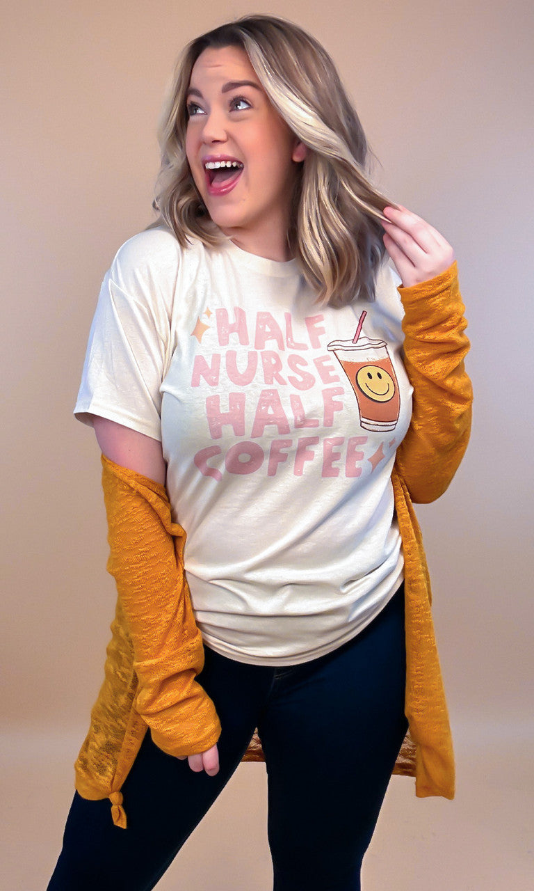 Half Nurse Half Coffee Graphic T-Shirt