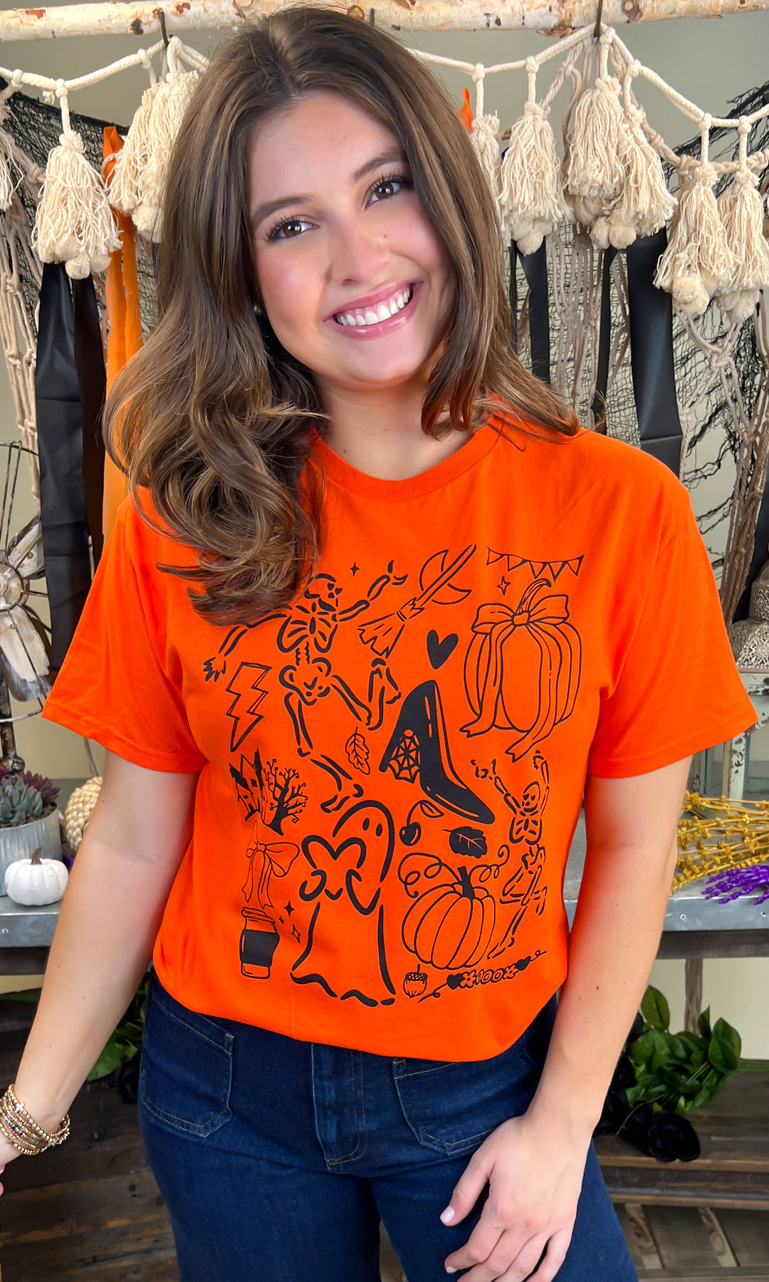 Halloween Doodle Graphic T-Shirt