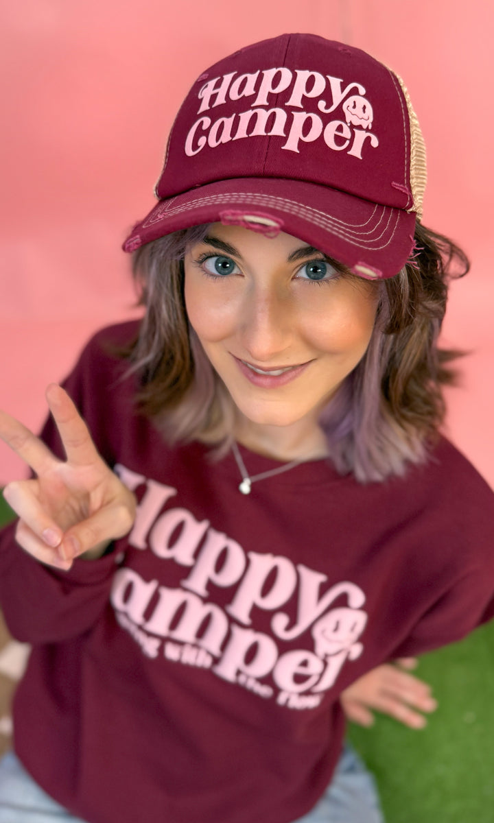 Happy Camper Flock Vintage Hat