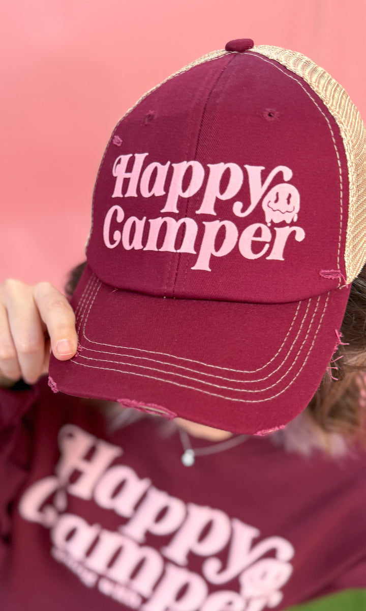 Happy Camper Flock Vintage Hat