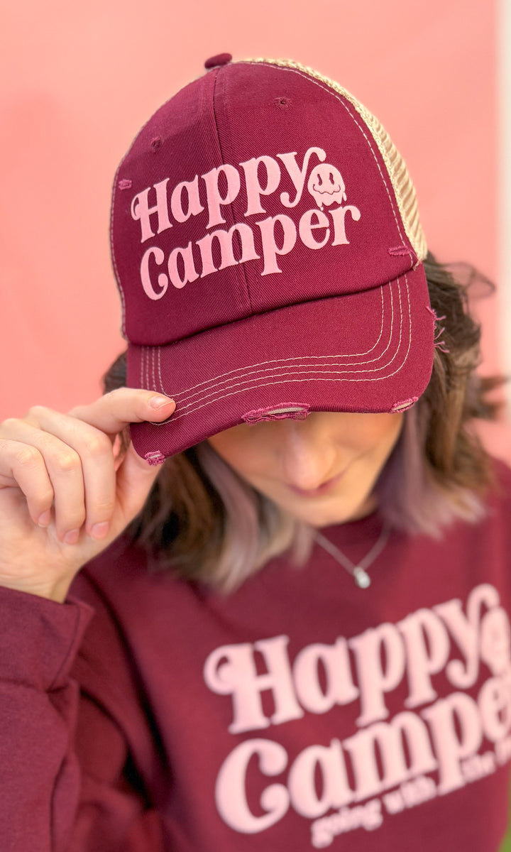 Happy Camper Flock Vintage Hat