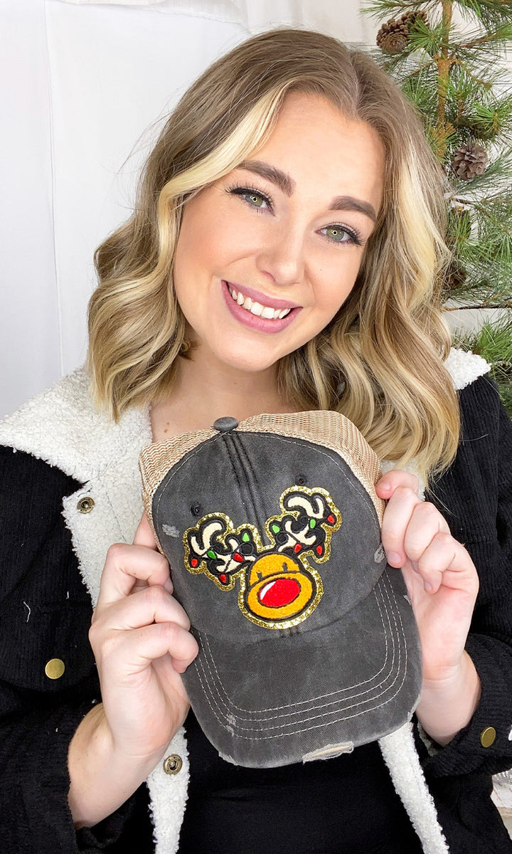 Christmas Ideal Chenille Patch Vintage Washed Hat