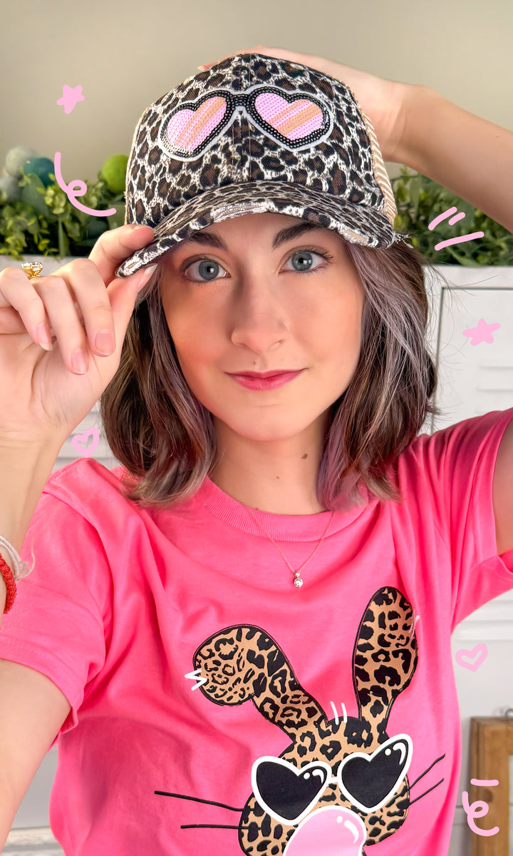 Heart Shades Sequin Vintage Hat