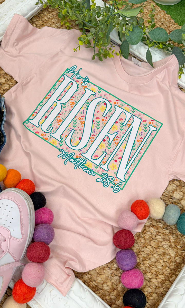 He is Risen Floral Easter Graphic T-Shirt