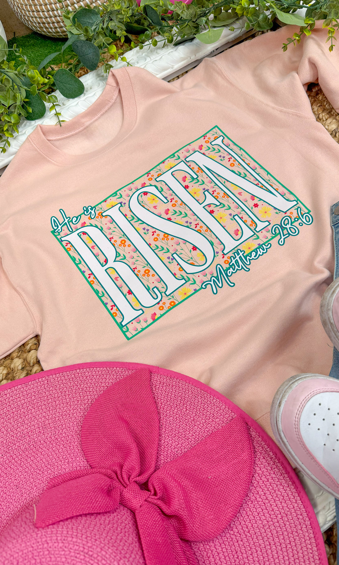 He is Risen Floral Easter Graphic Sweatshirt