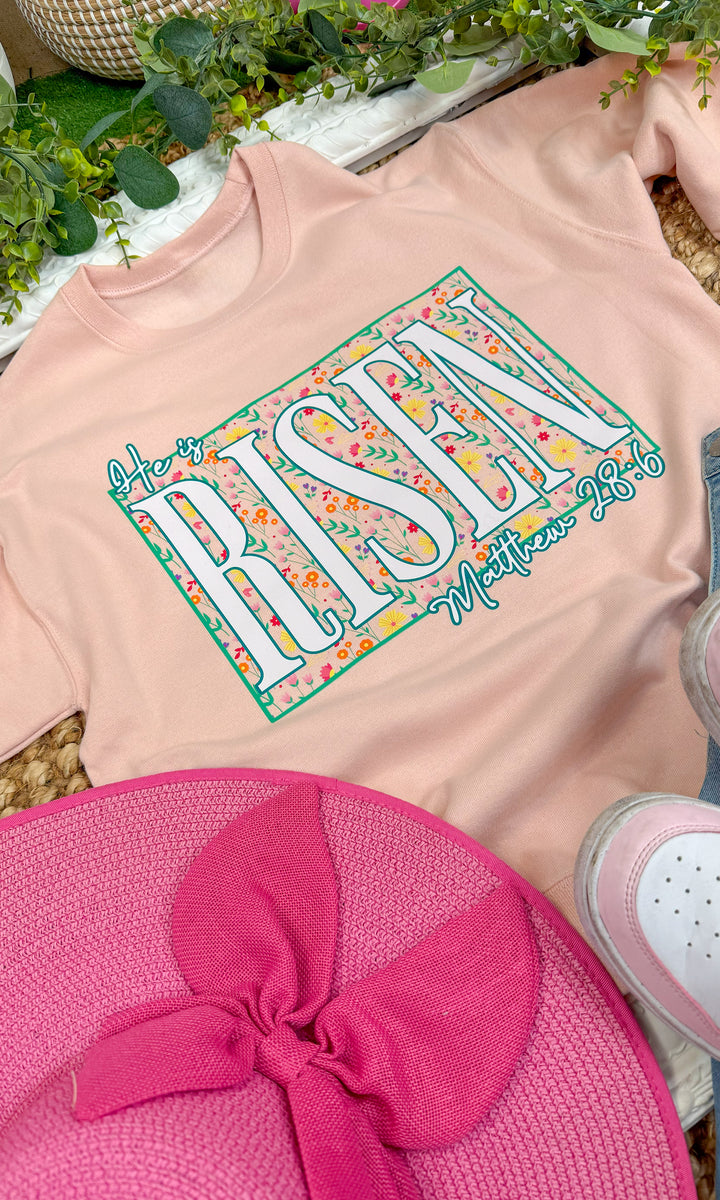 He is Risen Floral Easter Graphic Sweatshirt