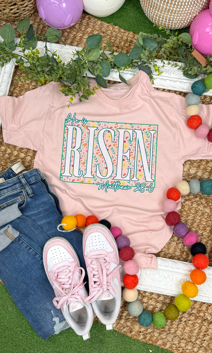 He is Risen Floral Easter Graphic T-Shirt