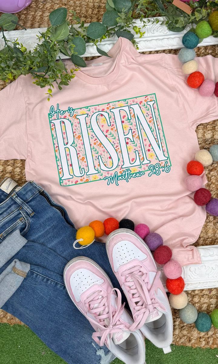He is Risen Floral Easter Graphic T-Shirt
