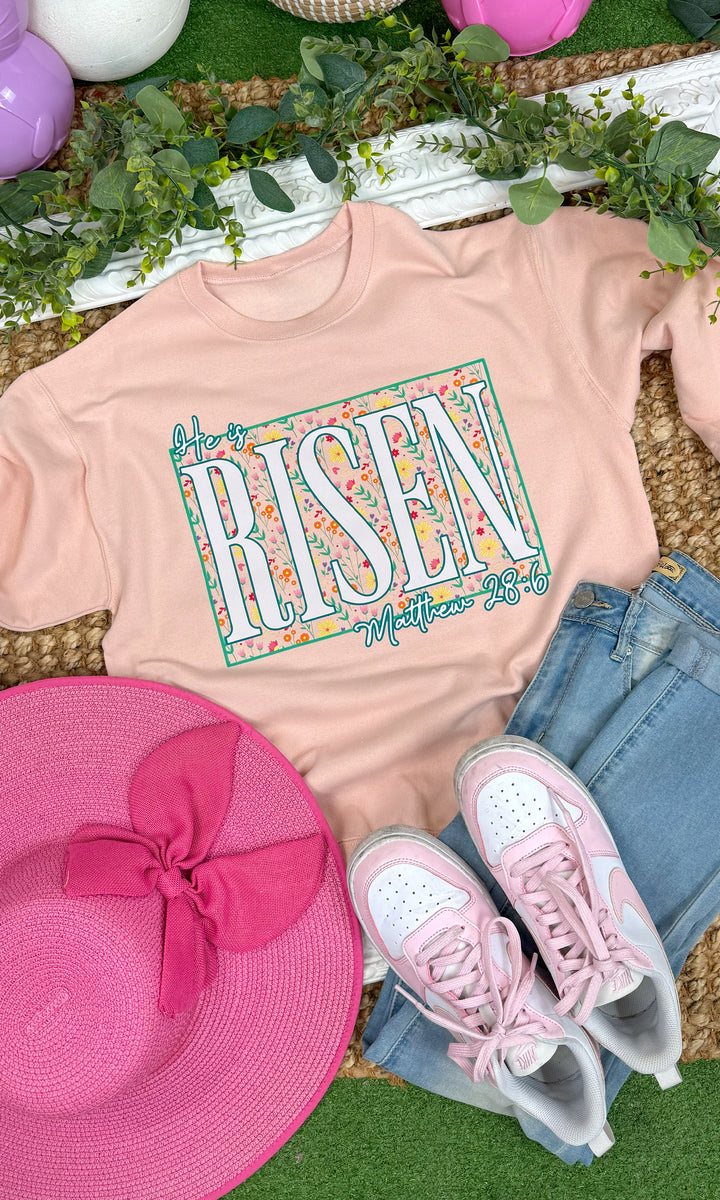 He is Risen Floral Easter Graphic Sweatshirt