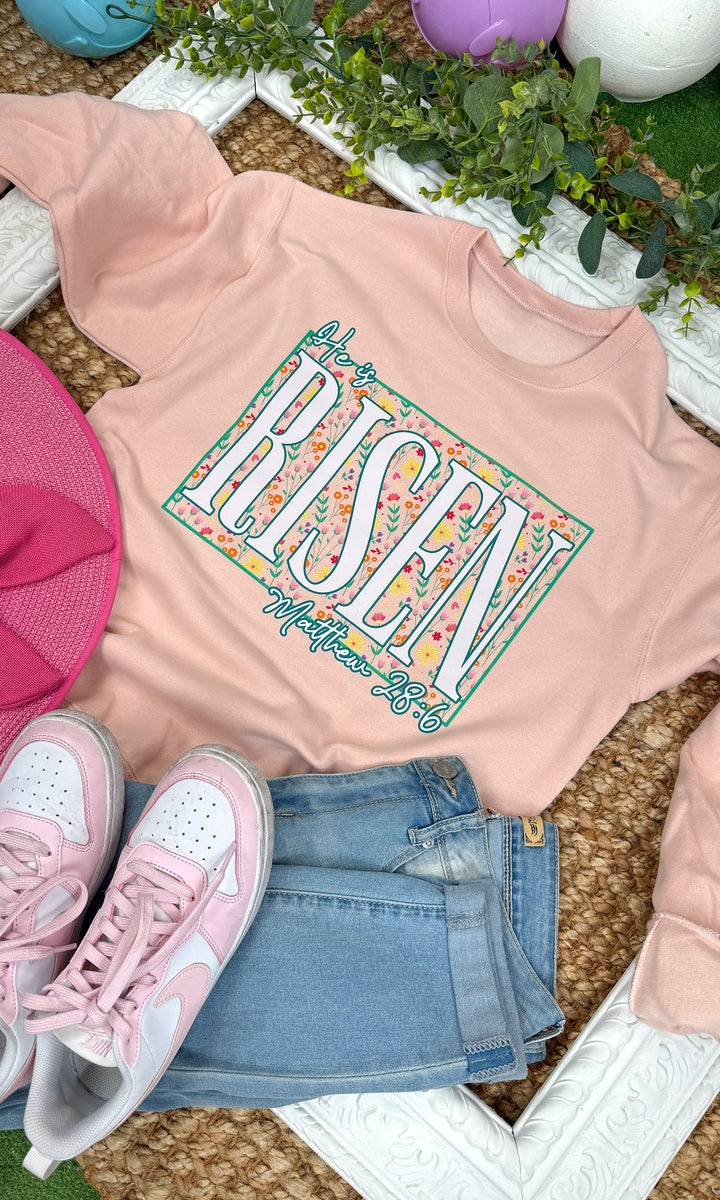 He is Risen Floral Easter Graphic Sweatshirt