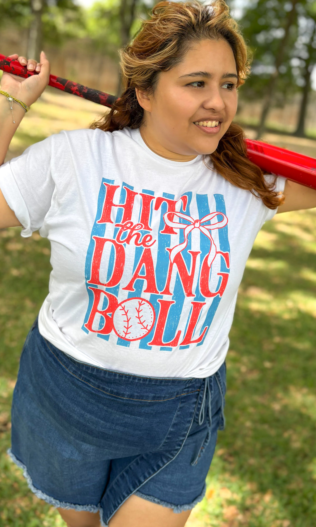 Hit the Dang Baseball Graphic T-Shirt