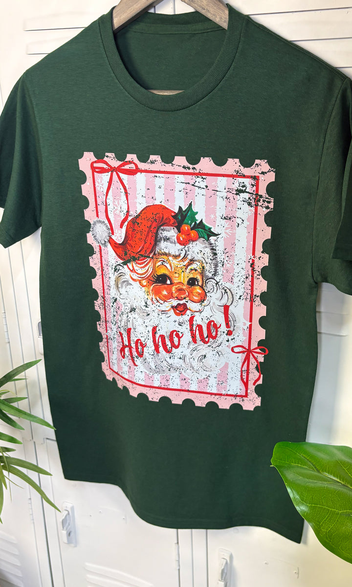 HO HO HO Stripped Stamp Graphic T-Shirt