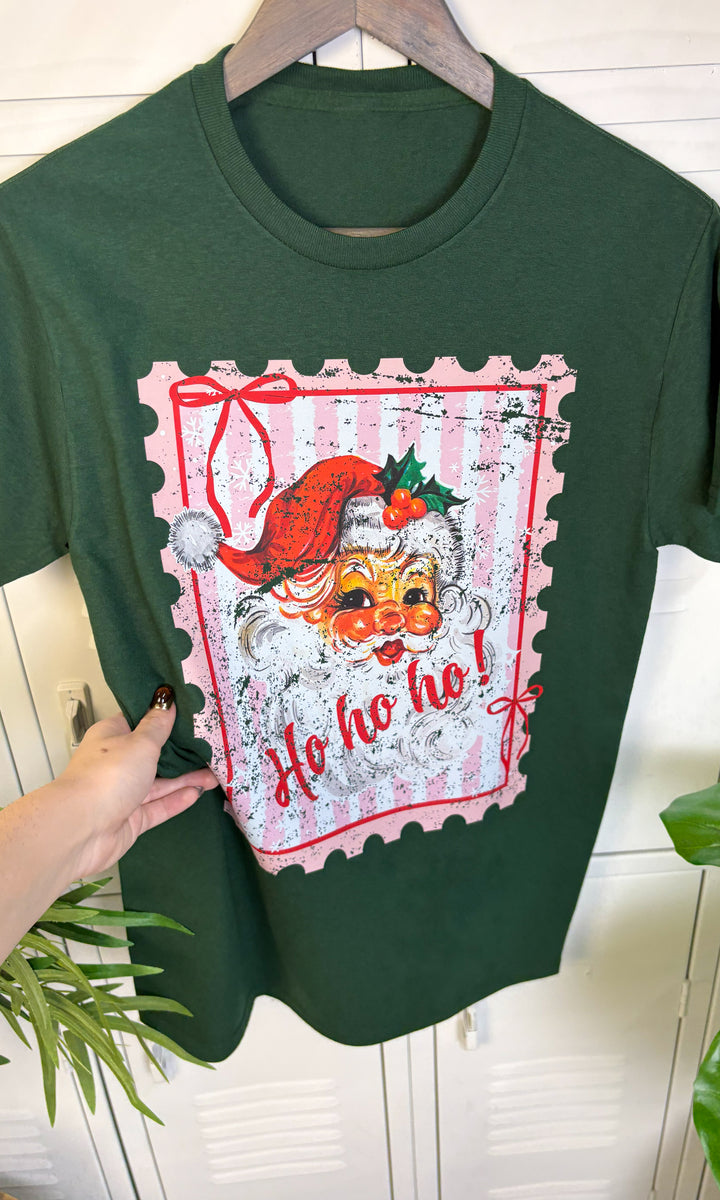 HO HO HO Stripped Stamp Graphic T-Shirt