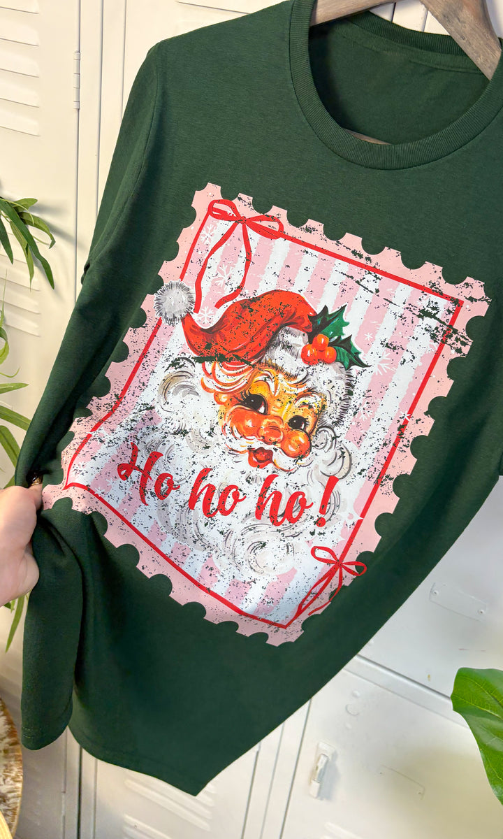 HO HO HO Stripped Stamp Graphic T-Shirt