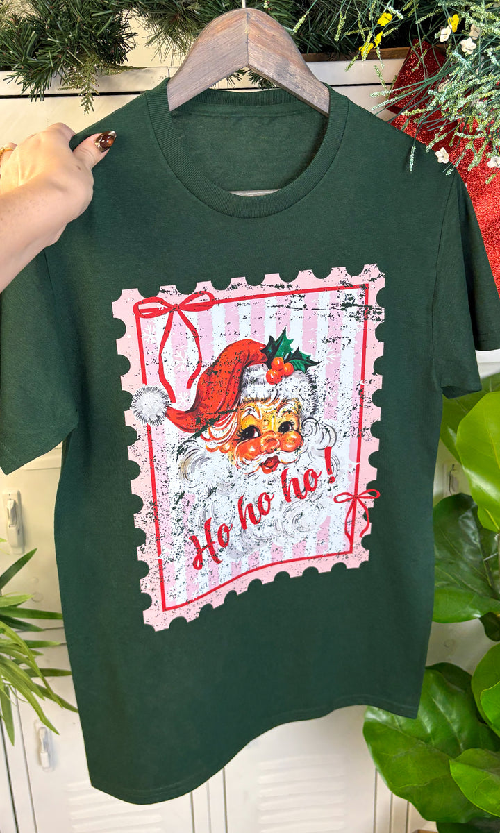 HO HO HO Stripped Stamp Graphic T-Shirt