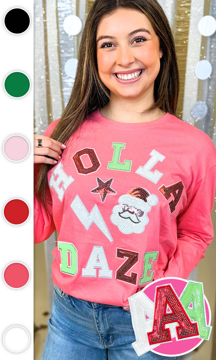 Holla Daze Sequin Graphic Long Sleeve T-Shirt