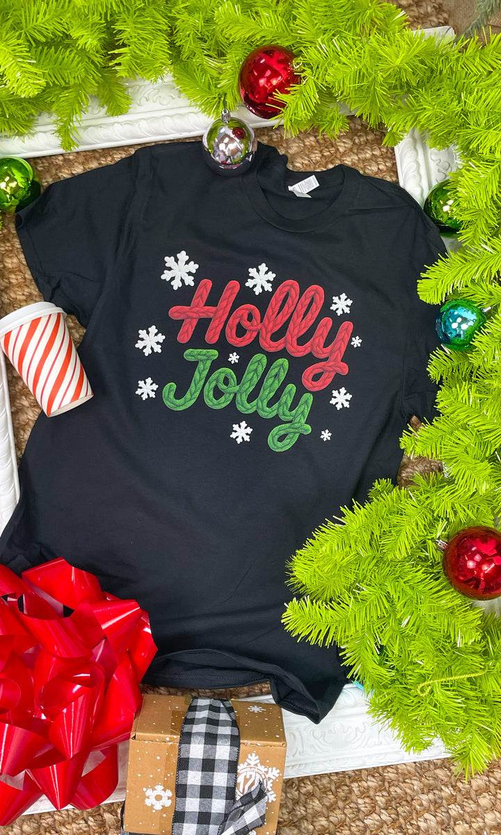 Holly Jolly Christmas Yarn Graphic T-Shirt
