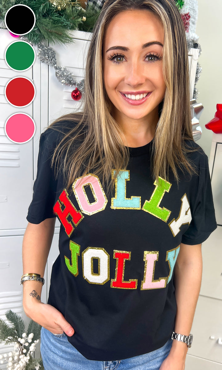 Holly Jolly Ideal Chenille Christmas  Graphic T-Shirt