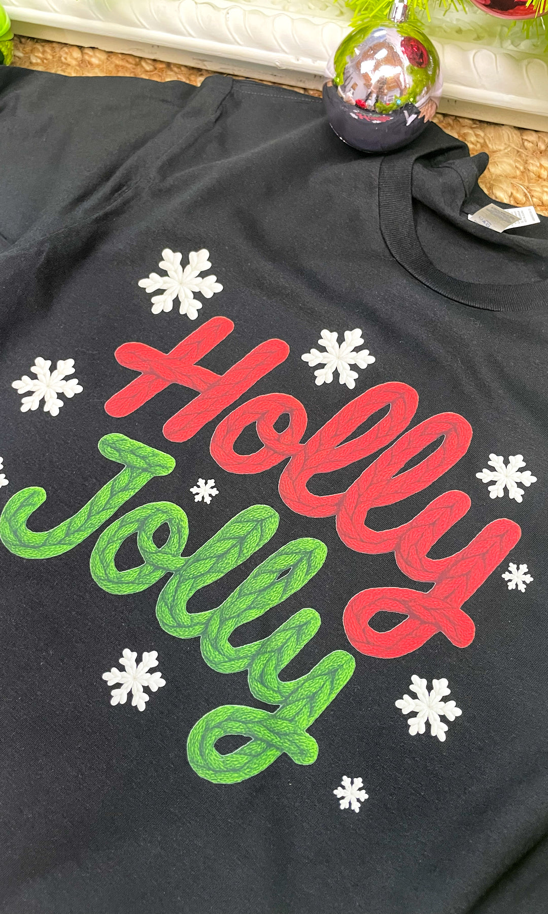 Holly Jolly Christmas Yarn Graphic T-Shirt