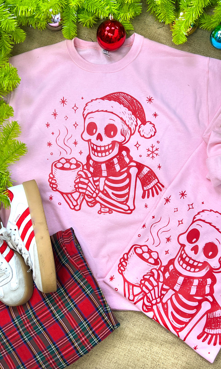Hot Cocoa Christmas Skeleton Graphic T-Shirt