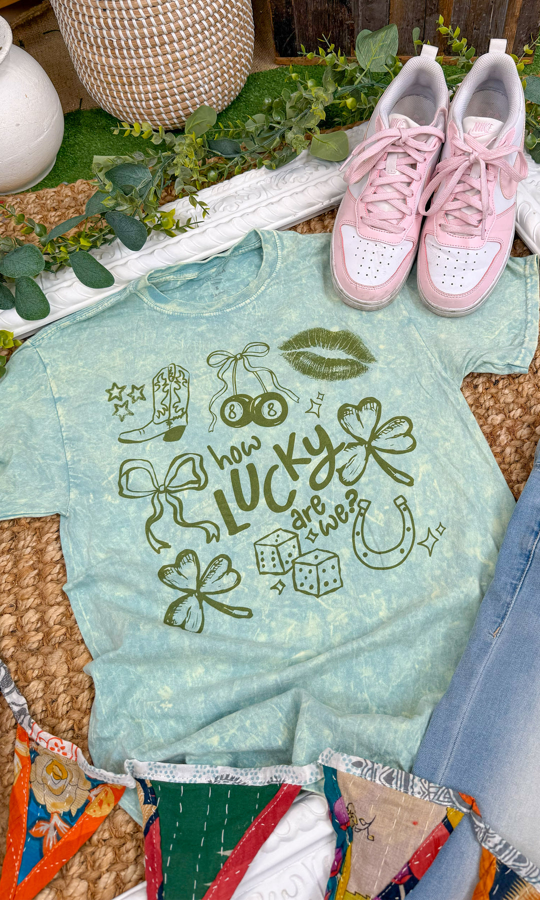 How Lucky are We Mineral Washed Graphic T-shirt